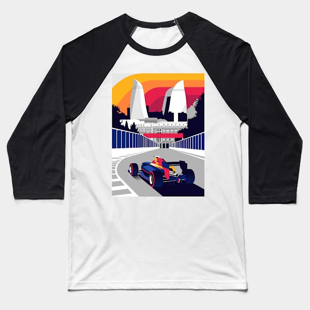 Formula Race Car in Baku Baseball T-Shirt by RaceCarsDriving